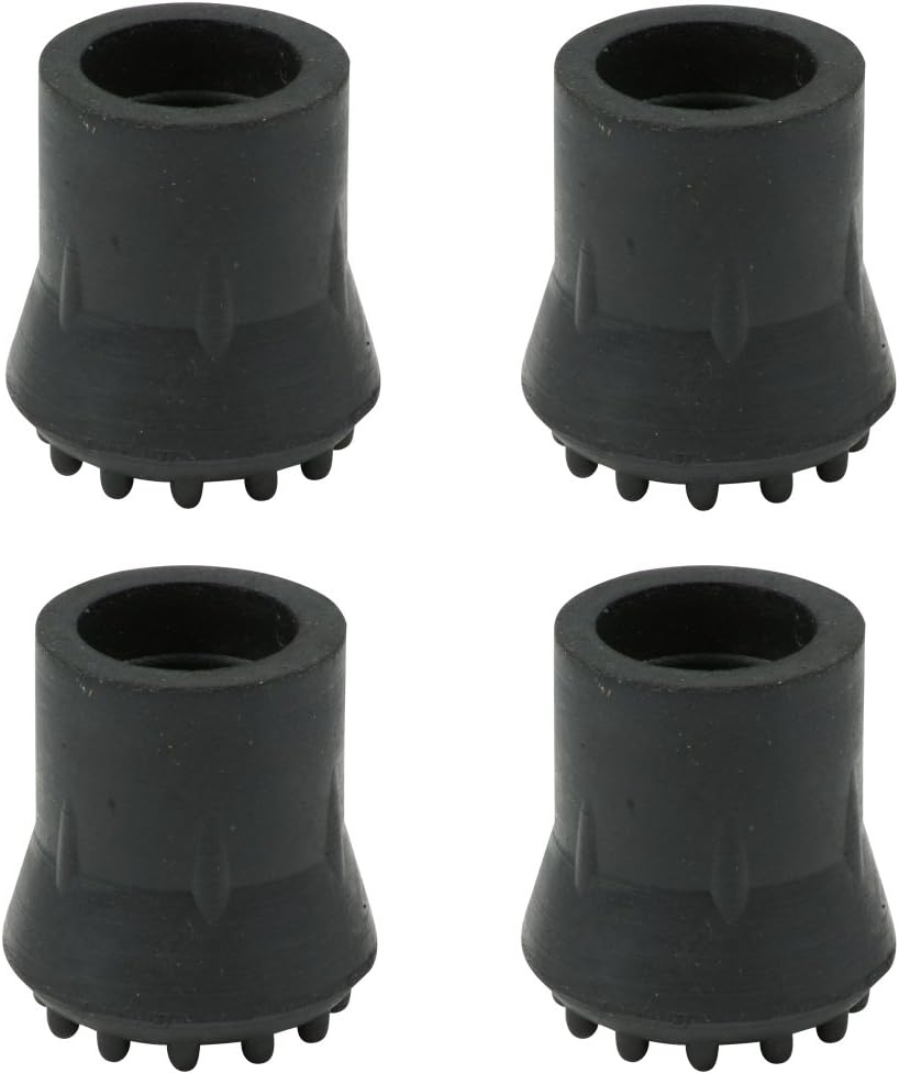TOOLMAN TM024 3/4" Rubber Walking Stick Ferrule - 4 Pack, Black, 4 Count (Pack of 1)