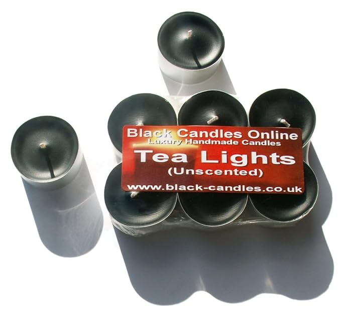 30 x Black Tea Lights Unscented Up to 6.5 Hour Burn Time Each