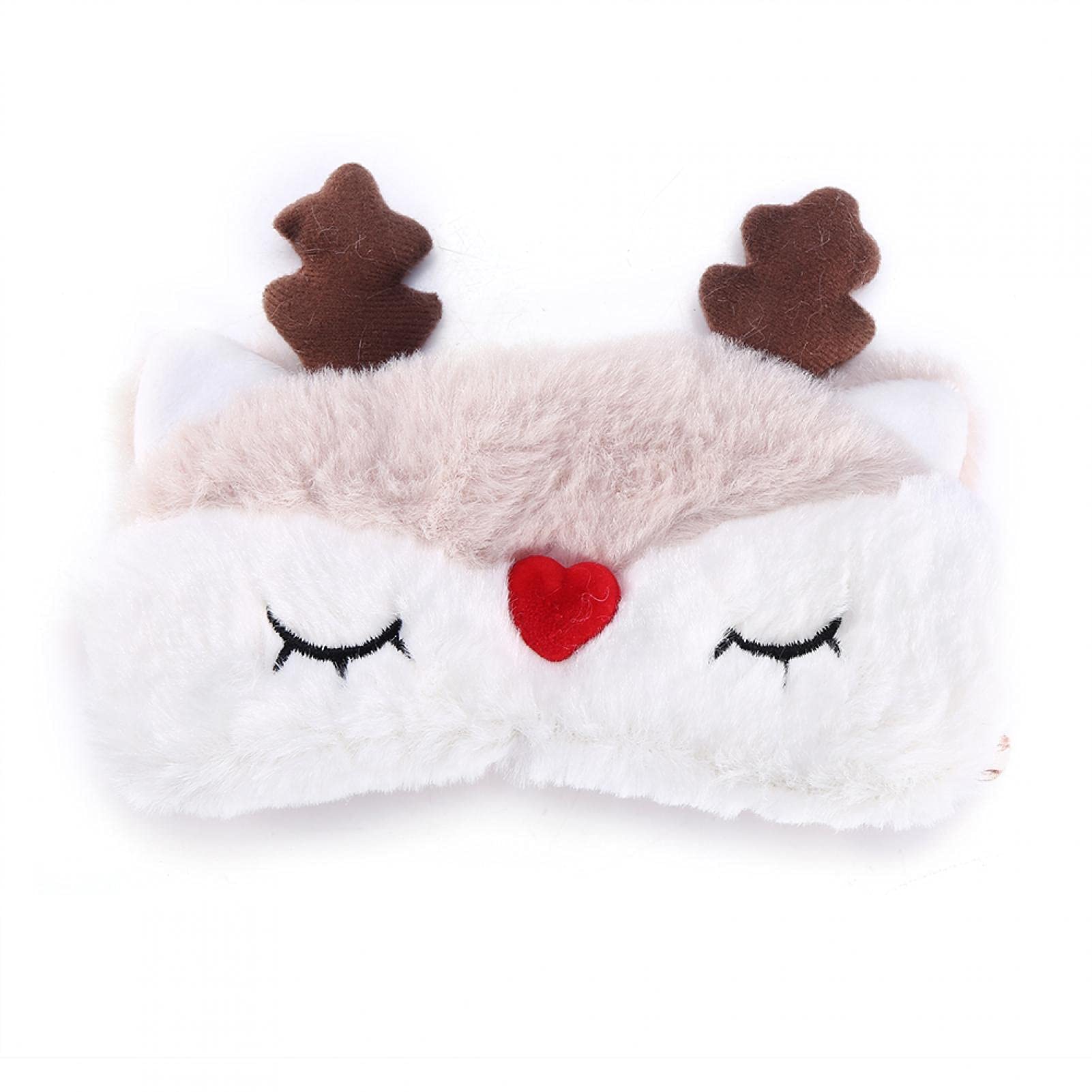 Christmas Sleeping Mask Cute Animal Eye Cover Sleeping Mask Deer Winter Carton Nap Eye Shade Mask for Girls Women Adult(Crown Elk)