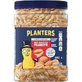 PLANTERS Lightly Salted Peanuts, Plant Based Protein Snacks, 34.5 Oz (6 Ct) | Dry Roasted Lightly Salted Nuts. Low Sodium. Resealable Jar. Snacks for Adults. Party Mix, Party Snacks