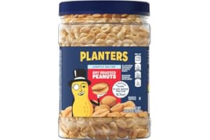 PLANTERS Peanuts, Lightly Salted Peanuts, Dry Roasted, Snacks for Adults, (6 ct Pack, 2.2 lb Containers)