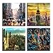 Abstract Wall Art New York Skyline Canvas Pictures Modern City Artwork Skyscraper Street Contemporary Canvas Wall Art Bedroom Bathroom Living Room Kitchen Office Home Wall Decor 12