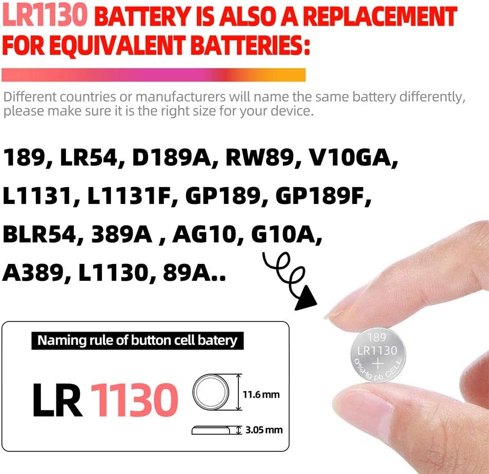 VEE LR1130 Battery AG10 389A LR54 1.5V Alkaline Button Battery 40pcs: Home Audio & Theater