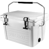 Patriot Coolers 20 Quart Rotomolded Cooler - 24 Can Ice Chest with Sturdy Handle, Heavy Duty Rubber Latches, and Convenient Quick Drain Plug