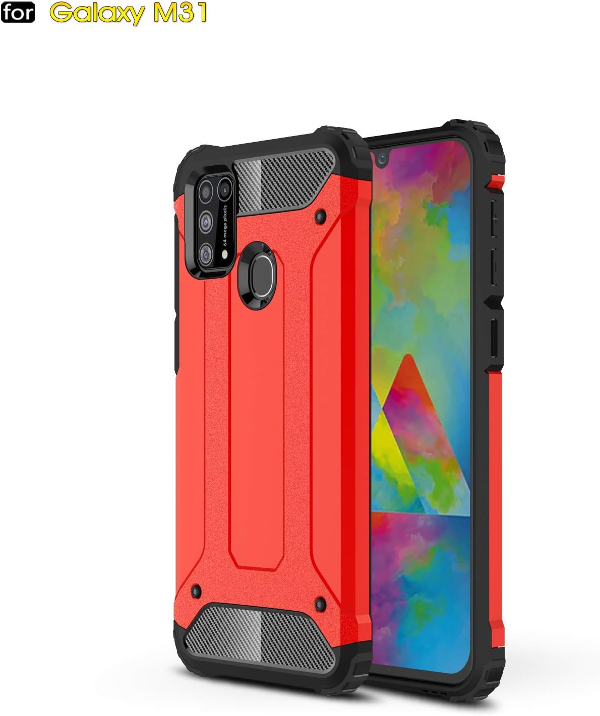Galaxy M31 Case-Samsung M31 Case, Futanwei 2-In-1 Heavy Duty Tough Armor Dual-Layer Full Body Protective Shockproof Drop-Proof Defender Hybrid Cover for Samsung Galaxy M31 Golden