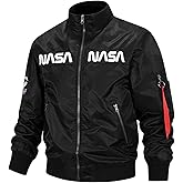 CORIRESHA Winter Men's NASA Bomber Jacket Stand Collar Thickened With Embroidery