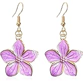 Just Follow Elegant Oil Drop Enamel Petal Flower Earrings Handcrafted Dainty Floral Stud Earrings for Women Lightweight Jewelry