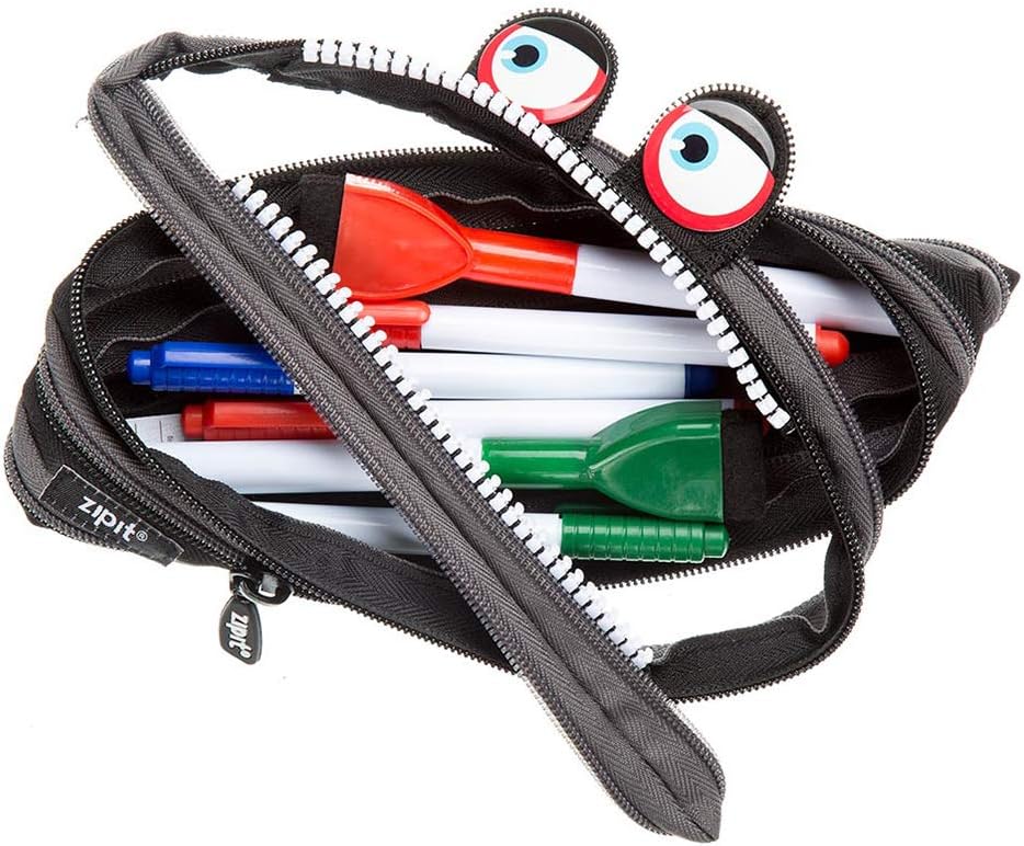 ZIPIT Wildlings Pencil Case for Kids Cute Zipper Pouch for Boys Girls and Teens Stationery Bag for School ,Black - Image 4