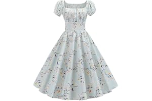 BNISBM 1950s Retro Cocktail Princess Dress for Women Short Sleeve Country Rockabilly Dress Flared Cocktail Swing Dress