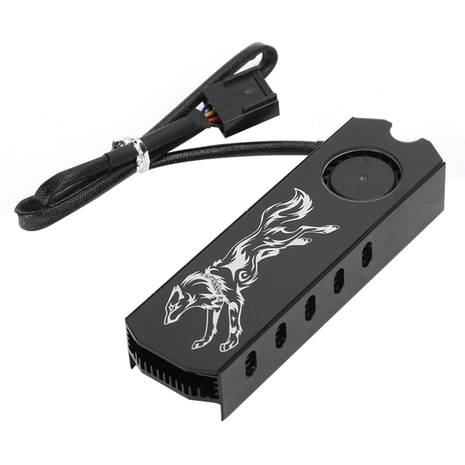 ASHATA M.2 2280 SSD heatsink, 12V Aluminum M.2 Heatsink SSD Cooler with Cooling Fan Supports Speed Regulation, M.2 2280 SSD Heatsink Built-in Cooling Fan