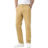 Plaid&Plain Men’s Slim Fit Khaki Pants Men’s Tapered Chino Pants