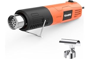 TDAGRO Mini Heat Gun,400W High Efficency Small Hot Air Gun with Reflector Nozzle&Hand-free Stand,Fast Heating up to 750°F / 2 Temp Setting for Shrinking Tubing, Wrapping,Embossing and Paint Drying,Crafts DIY