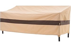 WJ-X3 Outdoor Loveseat Cover for 2-Seater Sofa, Waterproof & Heavy-Duty, Windproof Design, 58" W x 40" D x 35" H, Beige & Coffee