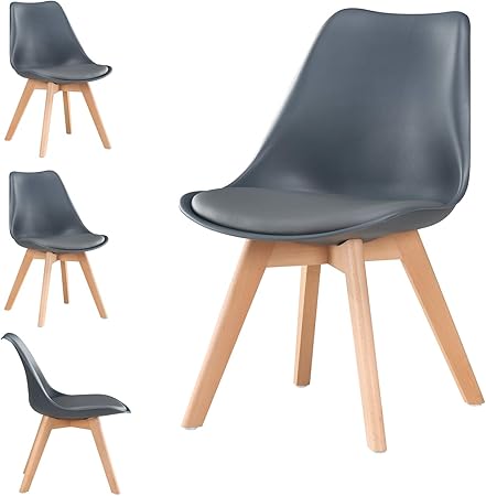 Lestockdesign Chaise Style Scandinave Gris Foncé Pieds Bois