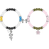 Tondiamo 2 Pcs Bracelets for Couples Friend Couples Matching Friendship Bracelets with Heart Bracelet Gifts for Women Men, Adjustable Size