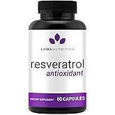 Luma Nutrition High Purity Resveratrol Supplement - 98% Trans-Resveratrol - Antioxidant - Resveratrol Capsules - Vegan & Gluten-Free - 60 Capsules