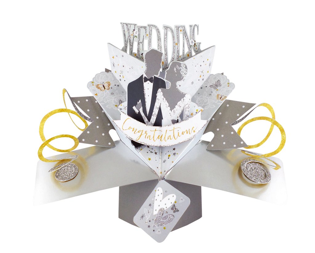 Congratulations Bride & Groom Wedding Pop Up Greeting Card 3D Pop-Up Cards