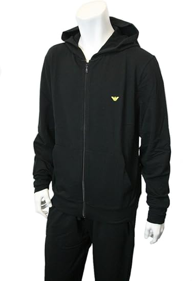 Amazon エンポリオ アルマーニ Emporio Armani 春夏 メンズ セットアップ スウェット フルジップ パーカー パンツ ブラック 上下セット 7p575 S Black 000 並行輸入品 トレーナー パーカー 通販