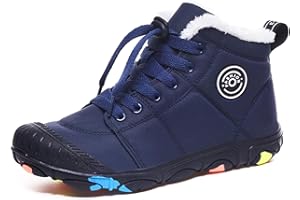 YUKTOPA Barefoot Shoes Kids Boys Girls Trail Running Shoes Minimalist Zero Drop Sole Cotton Boots Fur Lined Hiking Walking Shoes (Little Kid/Big Kid)