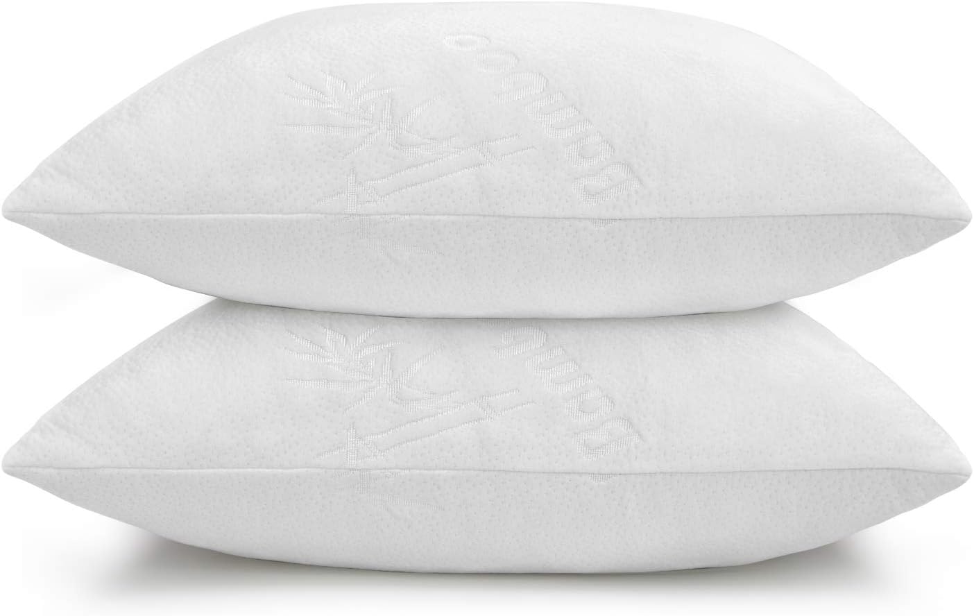 Shredded Memory Foam Bed Pillows for Sleeping 2 Pack,with Bamboo Breathable Cover Adjustable
