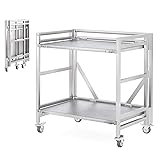 2 Shelf Rolling Cart with Wheels, 660lbs Capacity