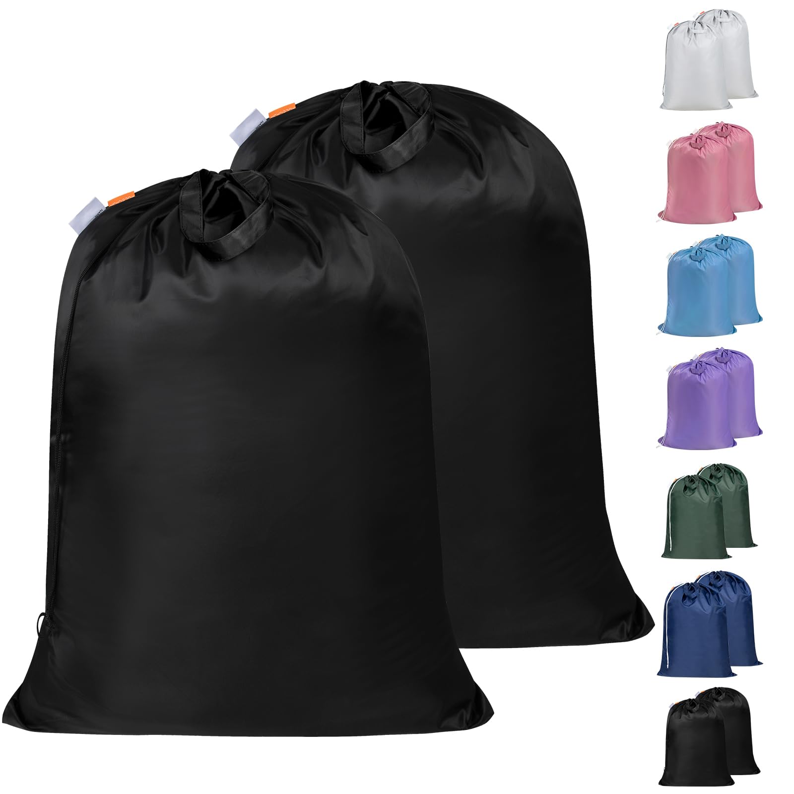 Photo 1 of Polecasa Heavy Duty Large Laundry Bag with 130gsm Tear Resistant Fabric and Handles, Easy to Carry Durable Dirty Clothes Drawstring Bag, Perfect for College Dorm, Travel, 2 Pack 28”x36”, Black