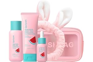 Quiyum Watermelon Skin Care Set, Beauty Gift Sets, Facial Skincare Products, Routine Skin Care for Teens, Nourishing, Hydration, Glow Up, Trendy Stuff for Girls with 3PCS, Birthday Christmas Gift