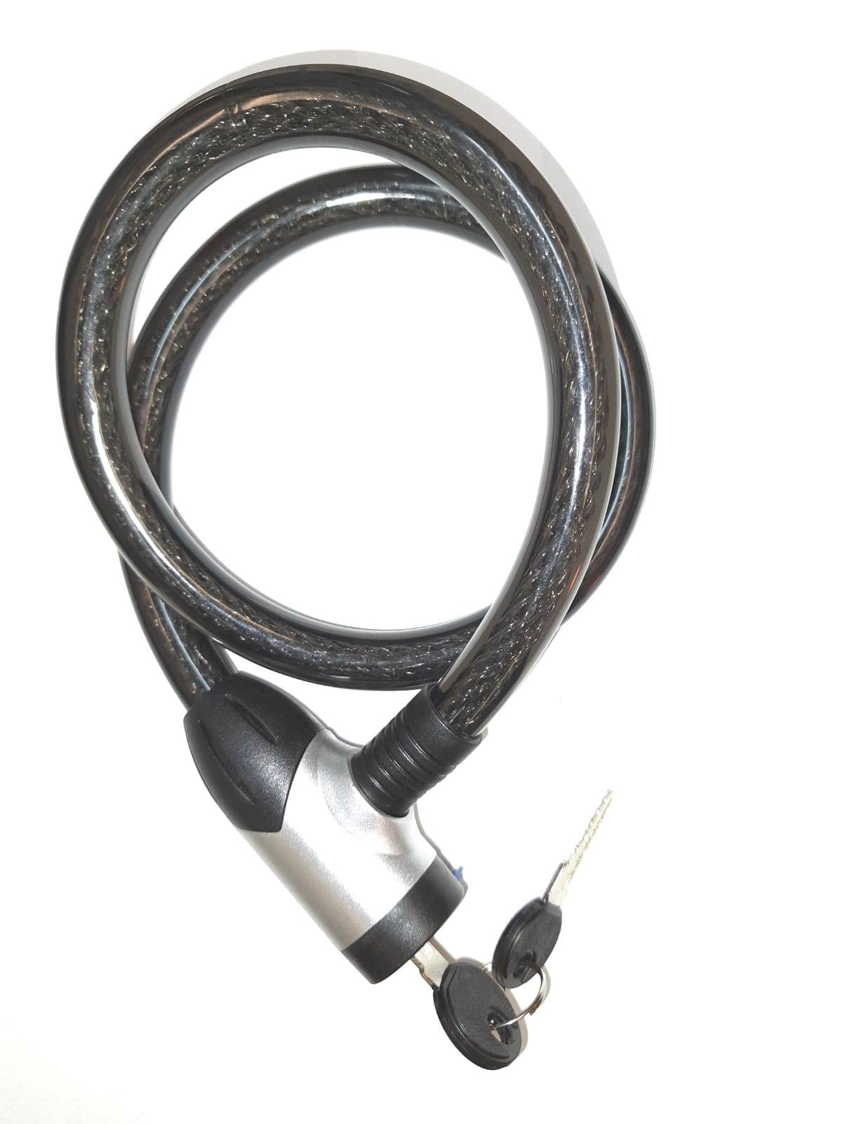 TERF® Heavy Duty Bicycle Cable Lock 800mm (0.8 Meter) Long and 15mm Thick Spiral Steel Cable with Vinyl Cable Cover Ideal for Electric Bike Cycle Garage Door Gate and Out Door Equipment - Pack of 1