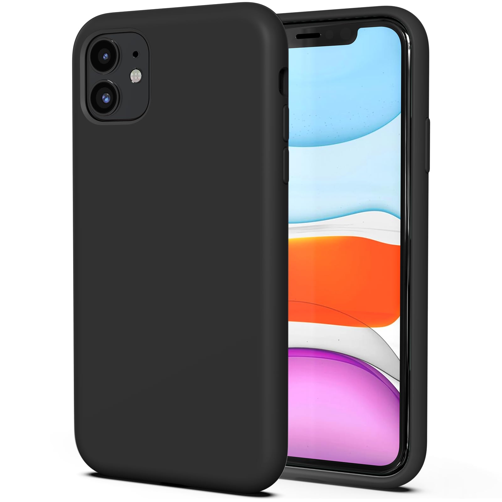 TAXXOE Silicone Case with iPhone 11 Case Soft Ultra Slim Protective Shockproof Liquid Silicone Phone Case,Anti-Scratch Microfiber Lining，6.1 inch-Black — image 1