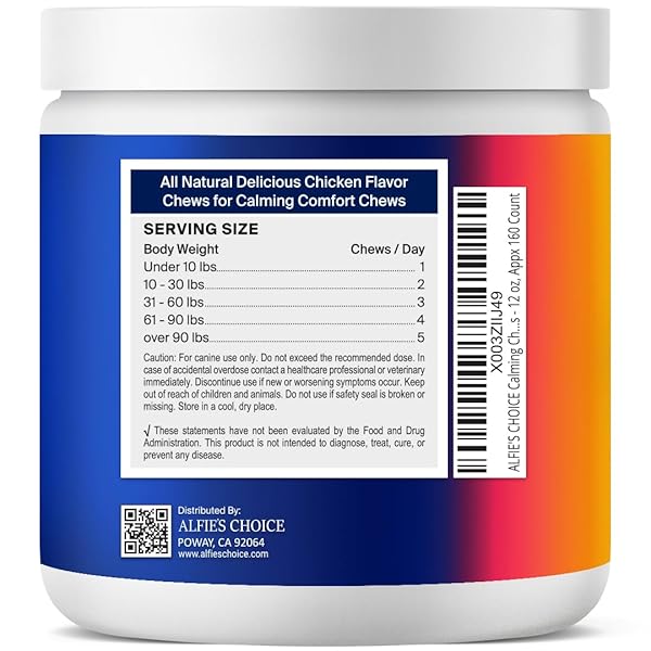 ALFIE’S CHOICE DOG CALMING CHEWS – DOG ANXIETY RELIEF STRESS & SEPARATION SUPPORT – PET HEMP CALMING CHEWS FOR DOGS ALL BREEDS – CALMING DOG TREATS SOFT CHEWS – 12 OZ, APPX 160 COUNT