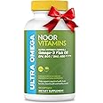 Noor Vitamins Halal Fish Oil, Halal Vitamins, Fish Oil Halal, Ultra Omega 3 Wild Peruvian Fish Oil (800 mg EPA & 400 mg DHA) Heart, Brain & Joint Support, Non-GMO & Gluten Free (120 Count)
