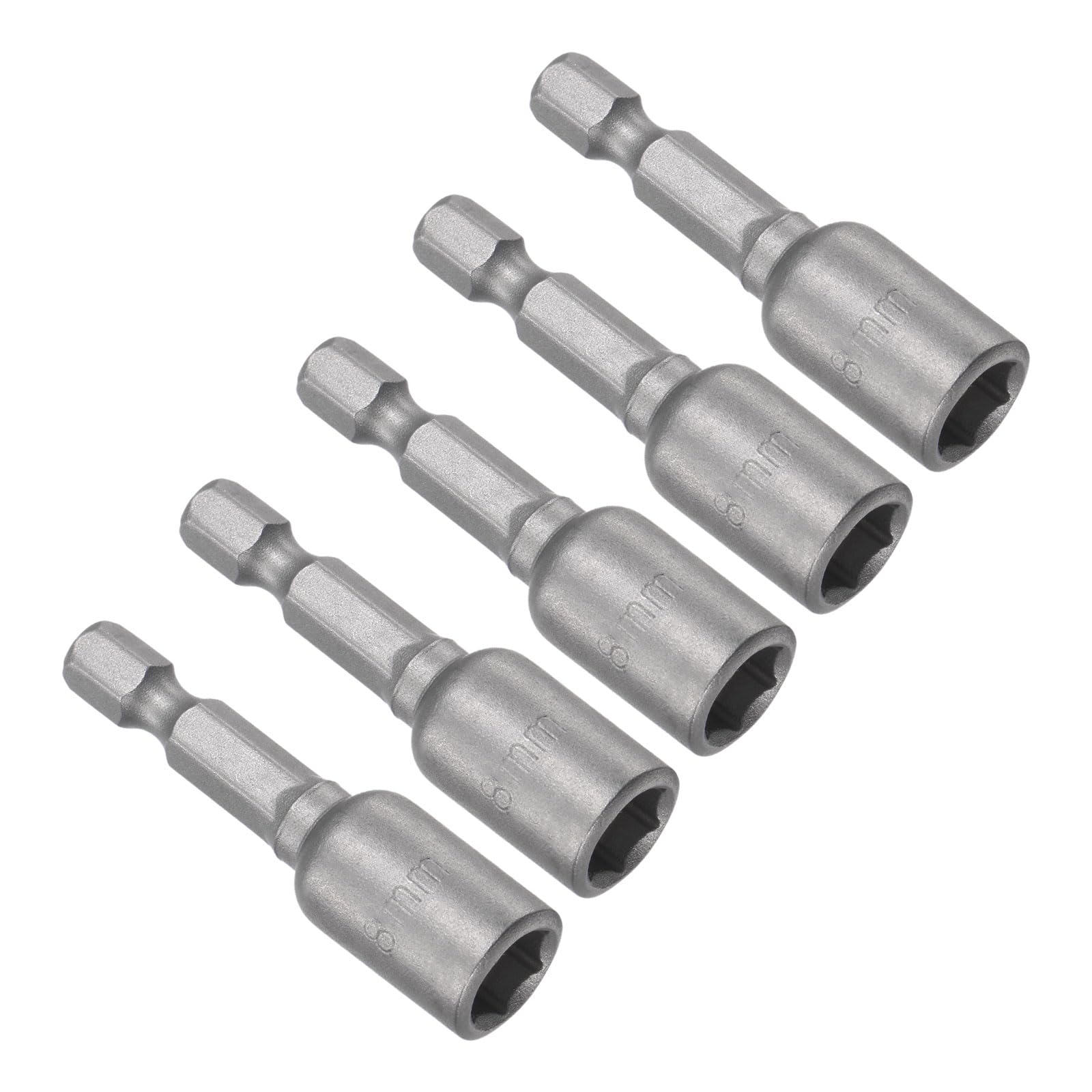 CoCud Quick-Change Nut Setter Driver Bit, 8mm Metric 48mm Length 1/4" Shank, CR-V Magnetic Straight Shank Setter Drill Bits - (Applications: for Auto Repair) - 5pieces