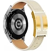 Leather Magnetic Strap Compatible with Galaxy Samsung Watch 7 6 5 4 FE 40mm 44mm, Watch 6/4 Classic 42mm 46mm, 5 Pro 45mm, Slim 20mm Top Grain Leather Band for Women