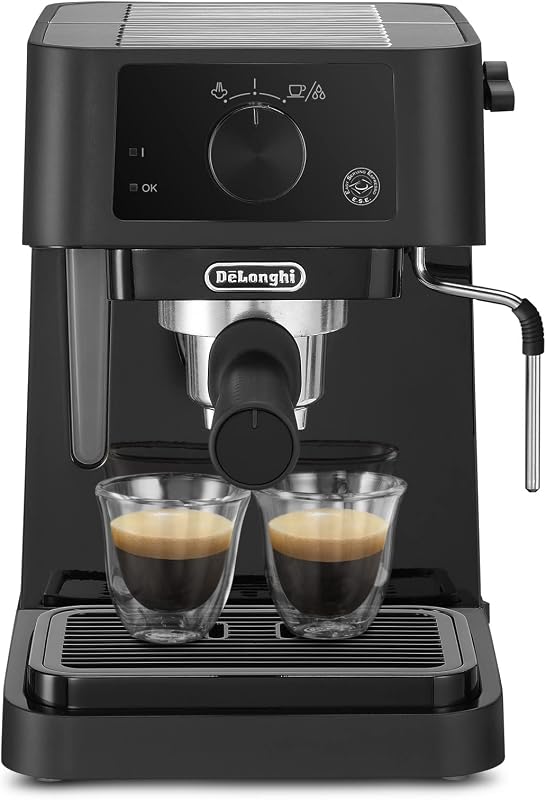 Stilosa - Espressomaschine mit Manuellem Milchaufschäumer Schwarz