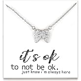 GINAZL Angel Wings Memorial Necklace Sympathy Gifts for Loss of Loved One Bereavement Gift Memorial Gifts for Loss of Dad Mom