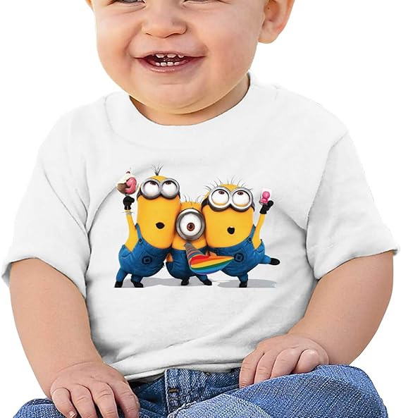 Amazon Co Jp Yan ベビー ボーイ ガール おしゃれ ラウンドネック 半袖シャツ アメリカ 3d アニメ ミニオンズ キャラクター プリント シャツ 着心地が良い White 普段着 2t 服 ファッション小物