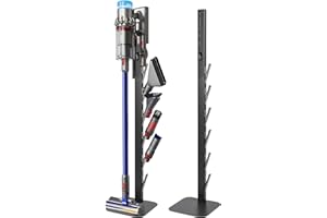 KUKIKAN Vacuum Stand Holder for Dyson Gen5 V8 V15 V12 V11 V10 V7 V6, Metal Floor Docking Station with Built-in Cord Management, Storage Bracket Organizer with 6 Hooks for Cordless Vacuum Cleaner & Accessories
