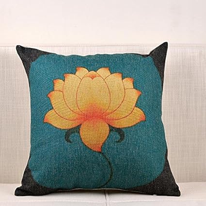 POPRY Heimtextilien Sofakissen chinesischen klassischen Creative Zen Lotus Taille Baumwolle Kissen Kissen Head Office, 43 cm,