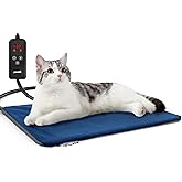 Pecute Pet Heating Pad, 6 Adjustable Temp With Timer, Waterproof Washable Cat Dog Bed Mat, Chew Resistant Cord, Electric Indo