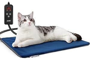 Pecute Pet Heating Pad, 6 Adjustable Temp With Timer, Waterproof Washable Cat Dog Bed Mat, Chew Resistant Cord, Electric Indo