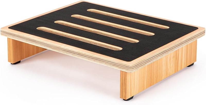 StrongTek One Step Stool Natural Wood 440 lb Capacity Non-Slip Surface
