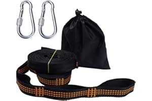 YELAIYEHAO The Hammock Hanging Kit Holds2000lbs, Easy & Fast Swing Hanger Installation to Tree- 2 Strap & Snap Carabiner Hook, Perfect for Swings, Hammocks & Anything Else - 100% Weather/Waterproof