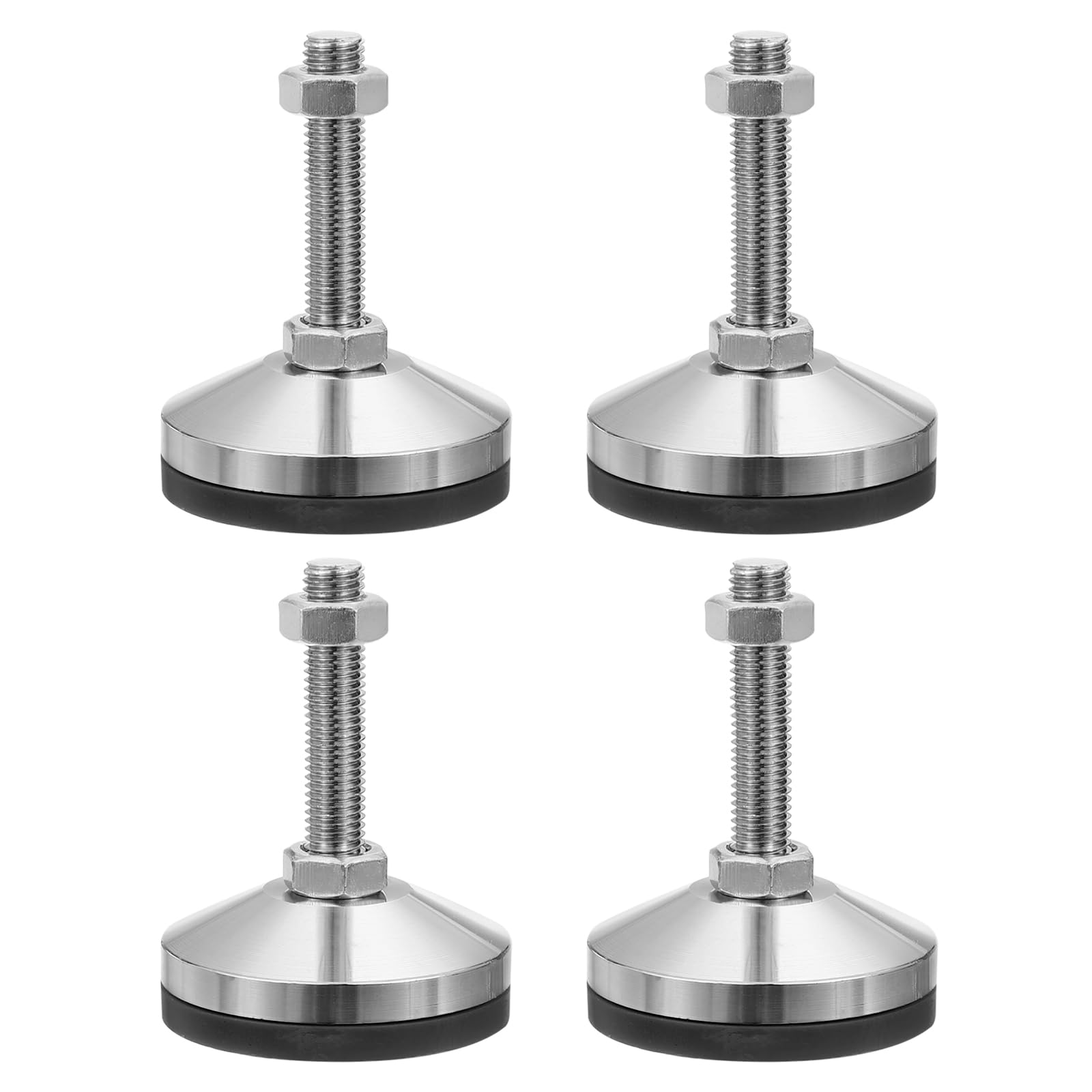 PATIKIL Furniture Leveling Feet 2.4" Dia Base M12 Thread, 4 Pcs Carbon Steel Adjustable Threaded Furniture Levelers Screw on Leg Leveler with Pads for Desk Chair Cabinet,Black/Silver
