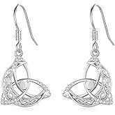 Celtic Witches Knot Sterling Silver Witch Earrings - Abalone Shell Birthstone Drop Dangle Leverback Celtic Earrings - Mother's Day Gifts for Women, Sisters, Best Friends