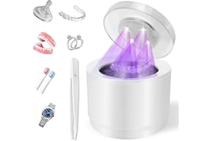 Simfree Ultrasonic Retainer Cleaner - 45kHz Ultrasonic - 4 Modes Denture Cleaner Machine 200ML with Digital Timer for Dentures, Mouth Guards, Braces, Toothbrush Heads, Jewelry - White