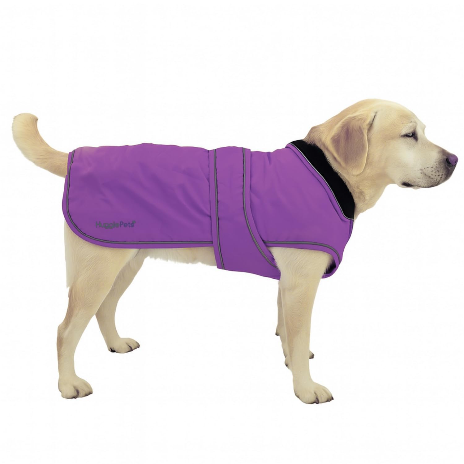 Hugglepets Arctic Armour Waterproof Thermal Dog Coat - Purple (X Large 60cm) Reflective Microfleece-Lined Coat for Large Dogs with Adjustable Hook & Loop Fastening & Zipper for Harness or Collar.