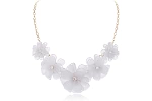 Flyonce Flower Collar Necklace, Floral Flowers Statement Summer Beach Chokers Necklaces for Women