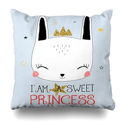 Amazon Com Ahawoso Throw Pillow Cover Pink Cute Bunny Girl