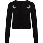 Ro Rox Marya Cardigan Gothic Bat Embroidery Goth Knit Knitted Long Sleeve