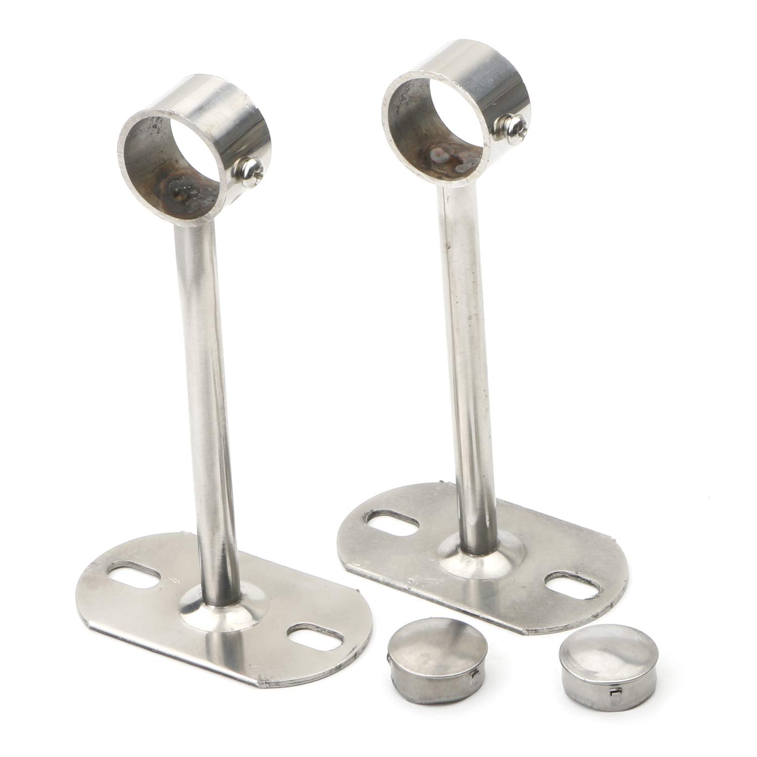 Pxyelec 1 inch Dia Shower Curtain Closet Wardrobe Rod Lever Support Holder Pipe Flange Socket Ceiling Mount Bracket Fitting Parts Supports Adjust Fixed, Stainless Steel, Pack of 2